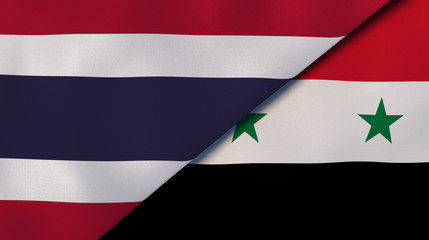 The flags of Thailand and Syria. News, reportage, business background. 3d illustration
