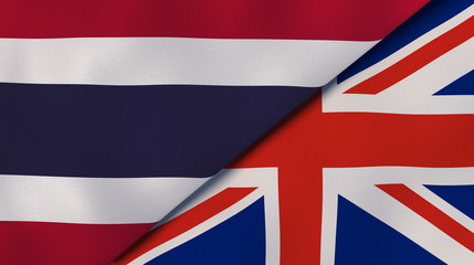 The flags of Thailand and United Kingdom. News, reportage, business background. 3d illustration