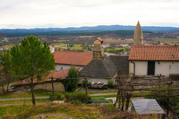 The old historic hill village of Stanjel in the Komen municipality of Primorska, south west...