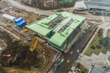 city, view, construction site, excavator, skyline, cityscape, aerial, architecture, Moscow, building, landscape, sky, Road, panorama, Russia, travel, buildings, skyscraper, Tower, high, city, street,,