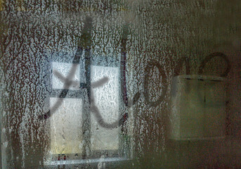 Word -Alone - written on a steamy shower screen