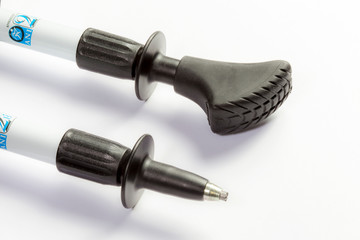 Sticks for Scandinavian walking. Different tips for different operating conditions.