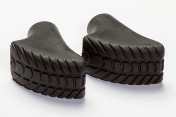 Nordic walking sticks. Rubber shoe for asphalt. Nozzle.tip of a trekking or ski poles isolated over...