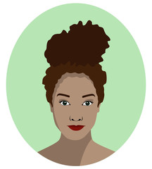 Curly girl pineapple hair vector illustration