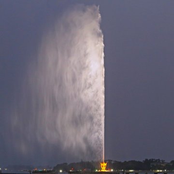 King Fahd Fountain Against Sky At Dusk