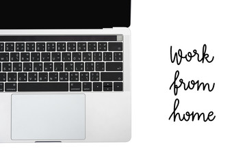 Work from home hand lettering with laptop computer