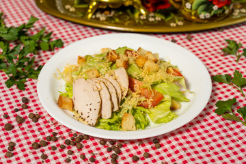 chicken breast with salad сaesar