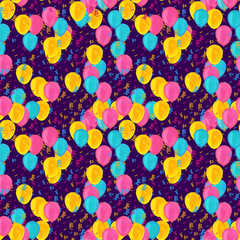 Colorful circus balloons and tissel seamless pattern