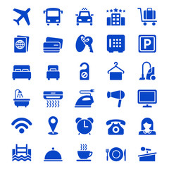 Web icon set of hotel services. Vector illustration