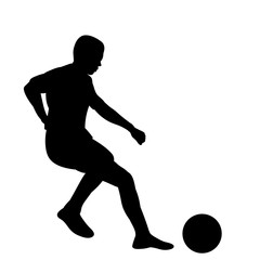 vector, on a white background, black silhouette of a soccer player