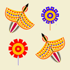 Folk birds and flowers seamless pattern
