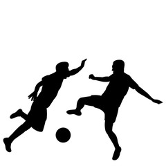 black silhouette of a soccer player running with the ball