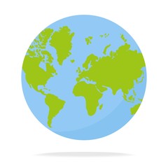 Circles, blue-green world map. Isolated vector