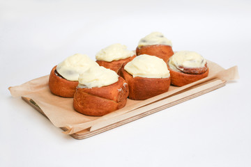muffins sour cream white background