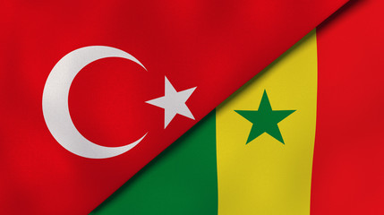 The flags of Turkey and Senegal. News, reportage, business background. 3d illustration © Maksym Kapliuk