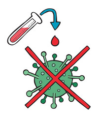 Hand drawn vector illustration of Wuhan corona virus, covid-19. Medicine and the disappearance of virus.