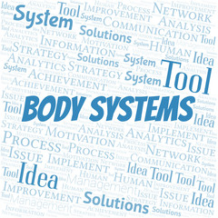 Body Systems typography vector word cloud.