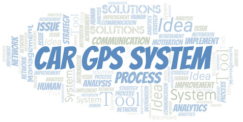 Obraz premium Car Gps System typography vector word cloud.