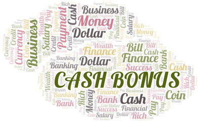 Cash Bonus typography vector word cloud.