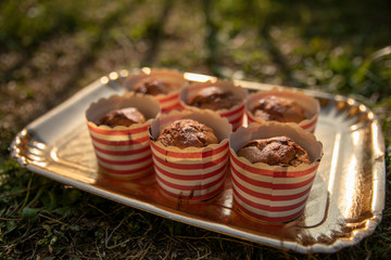 Close up of freshly baked, home made muffin