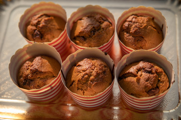 Close up of freshly baked, home made muffin