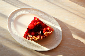 Concept - close-up of a cake on the table.