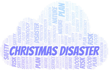 Obraz premium Christmas Disaster typography vector word cloud.