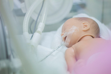 Naklejka premium Model newborn in the hospital. Pediatric Department