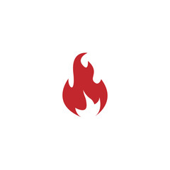 Fire icon flat style red color on white background