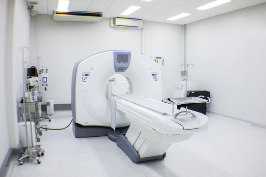 Computed tomography or computed axial tomography scan machine in hospital room
