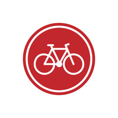 Fototapeta premium bicycle bike icon transportation symbol flat style on red round background