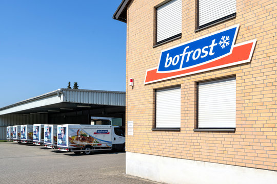 OVERATH, GERMANY - APRIL 12, 2020: Bofrost depot. Bofrost is the largest direct distributor of frozen food and ice cream in Europe.