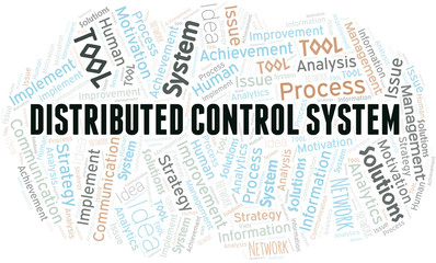 Distributed Control System typography vector word cloud.
