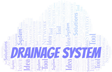 Obraz premium Drainage System typography vector word cloud.