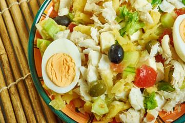 Portuguese salad with cod, potatoes.