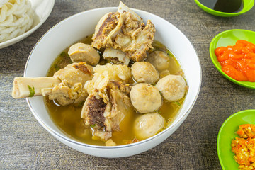 Bakso or indonesia meatballs. popular food in Indonesia. made from ground beef and mixed with flour and various kinds of seasonings. very nice to be served when it's hot