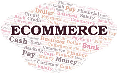 Ecommerce typography vector word cloud.