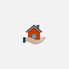 Home on the hand vector icon symbol concept sale house