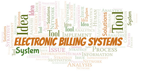 Electronic Billing Systems typography vector word cloud.