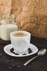 Cup of coffee and milk