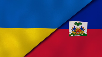 The flags of Ukraine and Haiti. News, reportage, business background. 3d illustration