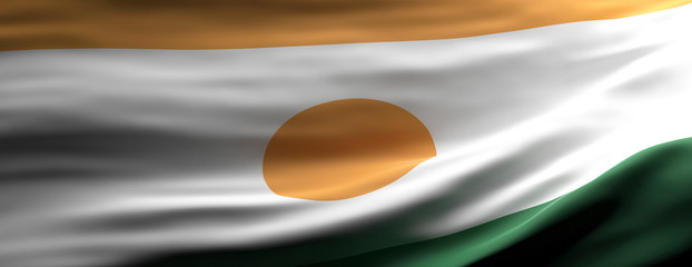 Niger  national flag waving texture background. 3d illustration