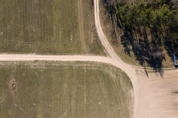 country road, view from above, aerial view