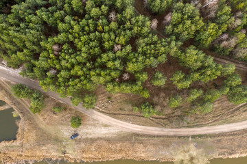 country road, view from above, aerial view