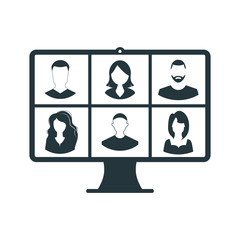 Online Class. Stay School Learn Study from home via Teleconference Web Video Conference Call During Coronavirus COVID-19 Pandemic Outbreak Display on Screen. Emergency Shcool, College Test or Course