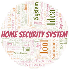 Obraz premium Home Security System typography vector word cloud.