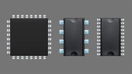 set micro chips on grey