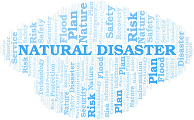 Fototapeta premium Natural Disaster typography vector word cloud.