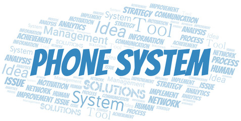 Phone System typography vector word cloud.