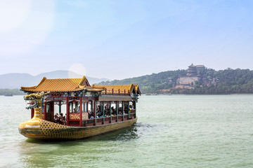 Beijing. June, 2013.
Tourist boat in front of Emperor's summer palace.